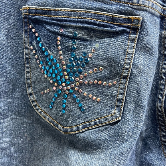 Y2K Vintage V Cristina Blue Embellished Rhinestone Flare Jeans - Picture 6 of 7